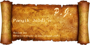 Panyik Jolán névjegykártya